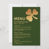 Shamrock Gold Foil, carte de menu St Patrick's Day (Devant)