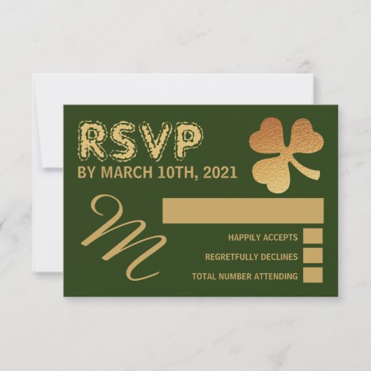 Shamrock Gold Foil, St Patrick's Day Party RSVP (Devant)