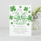 Shamrock Green Bow Lucky Charm 1st Birthday Kaart (Staand voorkant)