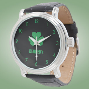 Shamrock Green Clover Ireland Celtic Irish Name Horloge