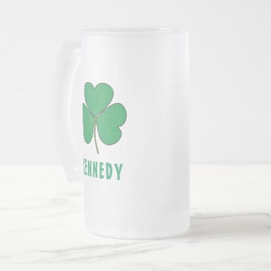 Shamrock Green Clover Ireland Celtic Irish Name Matglas Bierpul (Voorkant links)