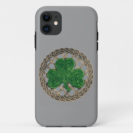 Shamrock gris et noeuds celtiques iPhone 5 Coque (Dos)
