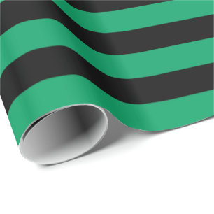 Shamrock Groen en Zwarte Streep Cadeaupapier