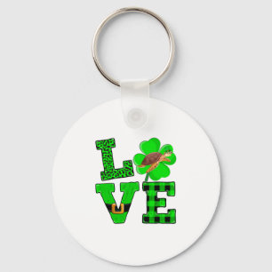 Shamrock Groen Geruit Liefde Zeeschildpad St Patri Sleutelhanger