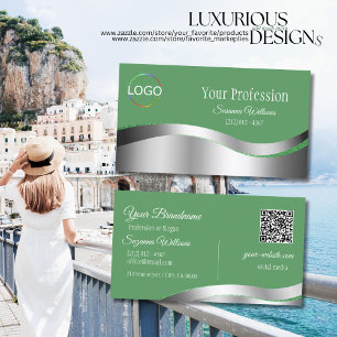 Shamrock Groen Golf Met Logo QR Code Visitekaartje