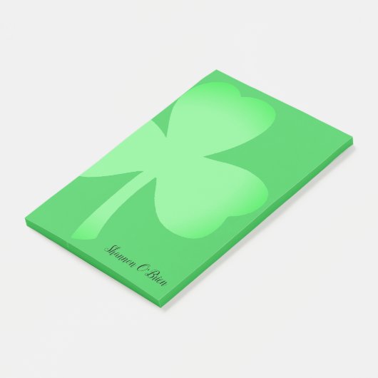 Shamrock Groen Modern Script Monogrammed Naam 4x6 Post-it® Notes (Schuin)