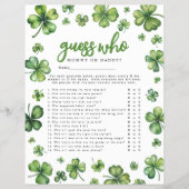 Shamrock 'Guess Who' Baby shower spel Flyer (Voorkant)
