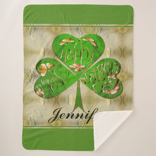 Shamrock "Happy St. Patrick's Sherpa Deken (Voorkant)