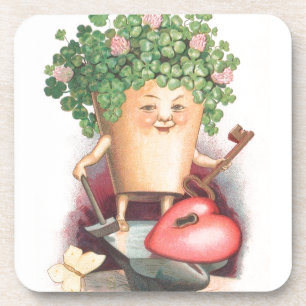 Shamrock Heart en Key St Patrick's Day Bier Onderzetter