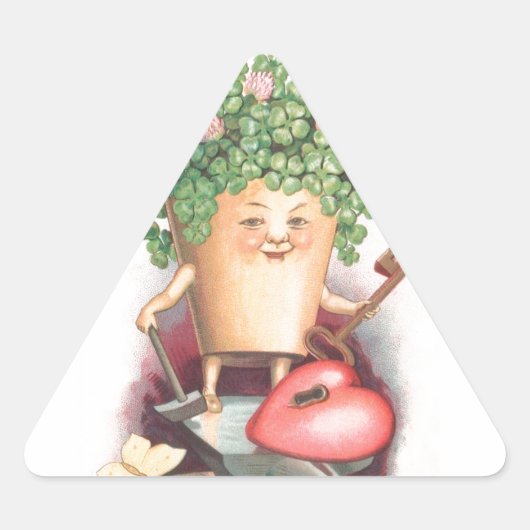 Shamrock Heart en Key St Patrick's Day Driehoek Sticker (Voorkant)