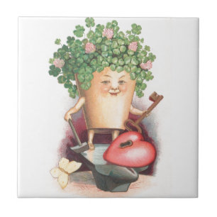  Shamrock Heart en Key St Patrick's Day Tegeltje
