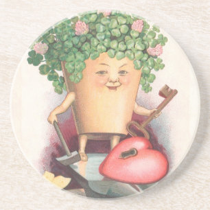 Shamrock Heart en Key St Patrick's Day Zandsteen Onderzetter