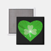 Shamrock Heart frigo aimant noir (Recto/Verso)