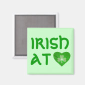 Shamrock Heart 'Irish at Heart' aimant vert (Recto/Verso)