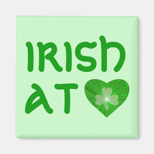 Shamrock Heart 'Irish at Heart' aimant vert (Devant)