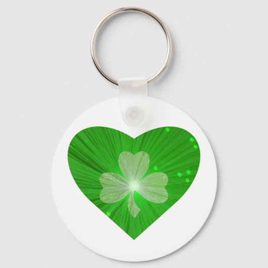 Shamrock Heart-keychain white Sleutelhanger (Voorkant)