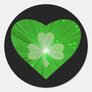 Shamrock Heart sticker rond zwart