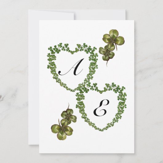 SHAMROCK HEARTS MONOGRAM champagne Aankondiging (Voorkant)