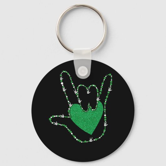 Shamrock I Love You Hands Sign Language ASL Sleutelhanger (Voorkant)