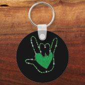 Shamrock I Love You Hands Sign Language ASL Sleutelhanger (Voorkant)