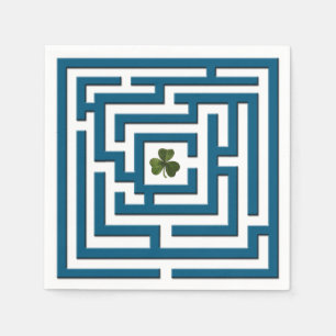 Shamrock in het blauw Labyrinth Challenge Servet
