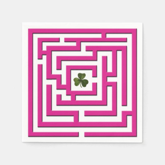 Shamrock in het roze labyrint servet (Voorkant)