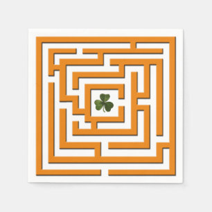 Shamrock in Oranje Labyrint Challenge Servetten