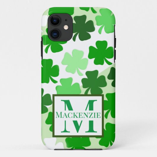 Shamrock Irish Monogram Initiaal St. Patrick's Day Case-Mate iPhone Case (Achterkant)