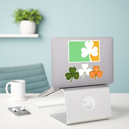 Shamrock Irish St Patricks day Sticker (Laptop op bureau)