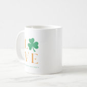 Shamrock irlandais Love Mug en orange et vert (Devant gauche)
