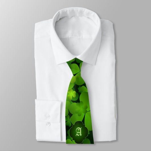 Shamrock irlandais monogramme Cravate double face (Attaché)