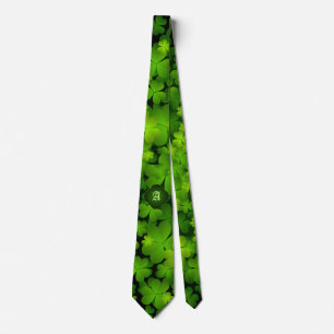 Shamrock irlandais monogramme Cravate double face