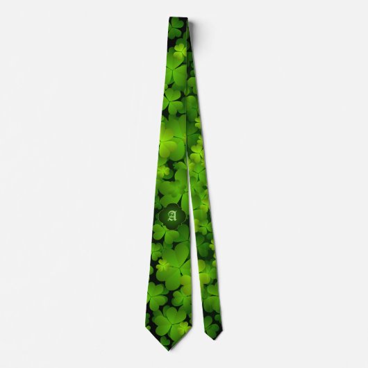 Shamrock irlandais monogramme Cravate double face (Devant)