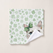 Shamrock kat met blauwe ogen bad handdoek (Wasdoekje)