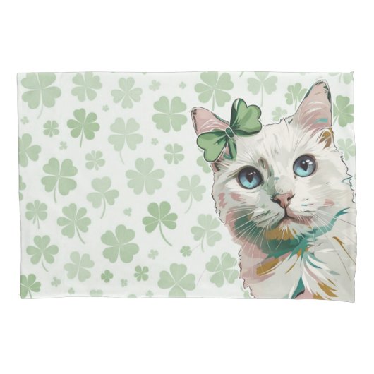 Shamrock kat met blauwe ogen kussensloop (Voorkant)