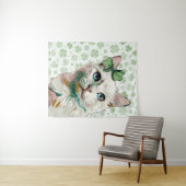 Shamrock kat met blauwe ogen wandkleed (In Situ (horizontaal))