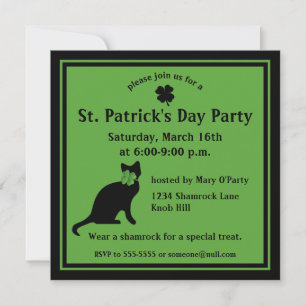 Shamrock Kat St. Patrick's Day Uitnodiging