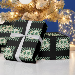 Shamrock Lachend Gezicht Grappige St. Patrick's Da Cadeaupapier