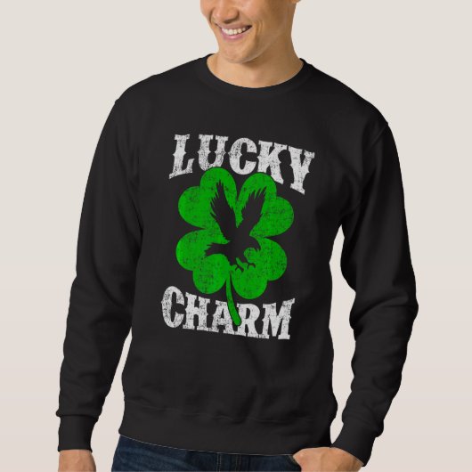 Shamrock Leaf Lucky Charm Bald Eagle Bird St Patri Trui (Voorkant)