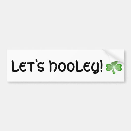 Shamrock "Let's Hooley!" bumpersticker wit (Voorkant)