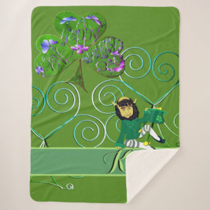 Shamrock Letters & Leprechaun Sherpa Deken