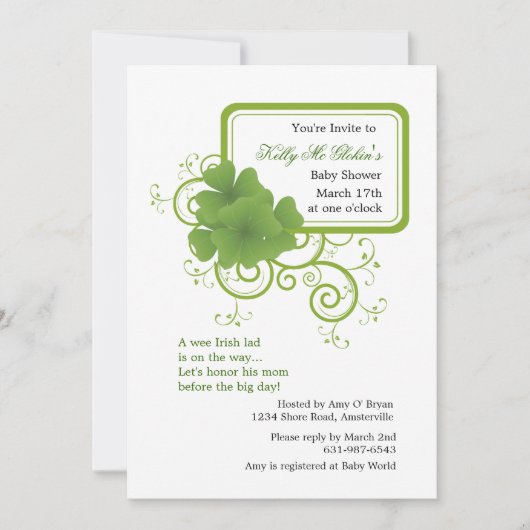 Shamrock Lijst Invitation Kaart (Voorkant)