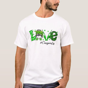 Shamrock Love Caregiver Life St Patricks Day Messa T-shirt