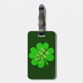 Shamrock & Lucky Clover leaf monogrammed/Irish Bagagelabel (Achterkant verticaal)