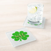 Shamrock & Lucky Clover leaf monogrammed/Irish Glazen Onderzetter (Schuin)