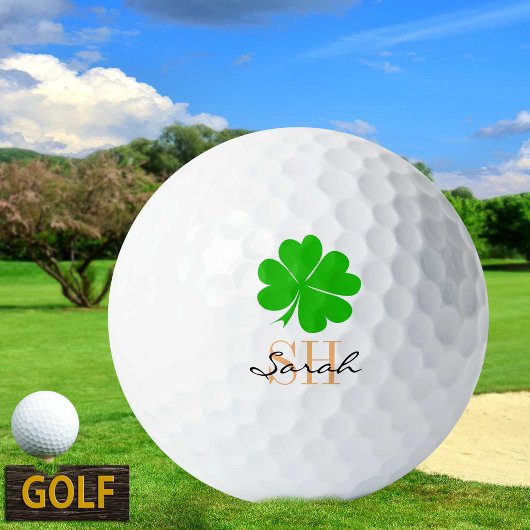 Shamrock & Lucky Clover leaf monogrammed/Irish Golfballen