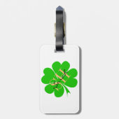 Shamrock & Lucky Clover leaf monogrammed/Irish L Bagagelabel (Achterkant verticaal)
