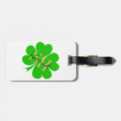 Shamrock & Lucky Clover leaf monogrammed/Irish L Bagagelabel (Achterkant horizontaal)
