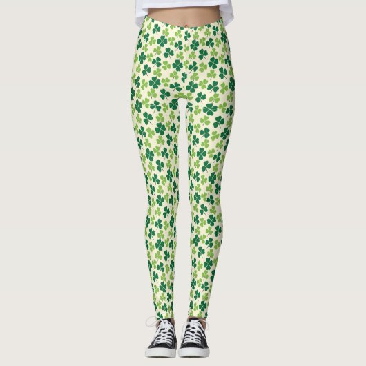 Shamrock Lucky Clover Pattern St Patrick's Day Leggings (Voorkant)