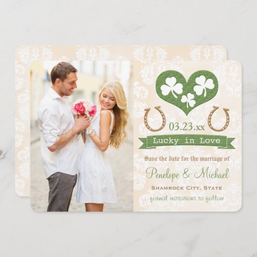 Shamrock Lucky in Love Save the Date (Voorkant / Achterkant)